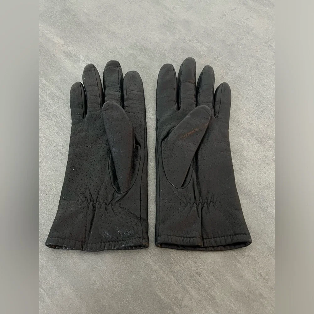 VTG Fownes Black Soft‎ Leather Gloves Polyester Lining, Women’s Size 7, WPL 9522